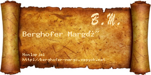Berghofer Margó névjegykártya